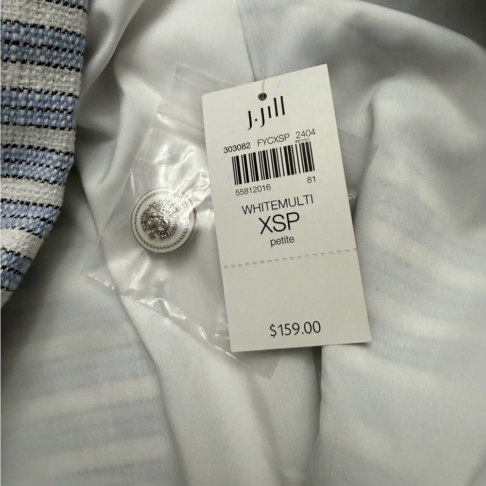 J. Jill Classic Blue and White Striped Double Breasted Blazer Size petite XS - Picture 14 of 14